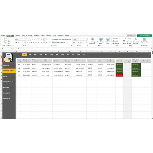 Planilha Completa De O.s Ordem De Serviço Com Recibo Excel - Image 3