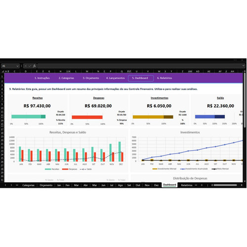 Software de escritório Planilha Controle Financeiro 2024 Excel - Image 3